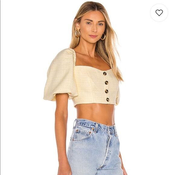 LPA Elazar Butter Yellow Tweed Top Medium - Picture 1 of 8